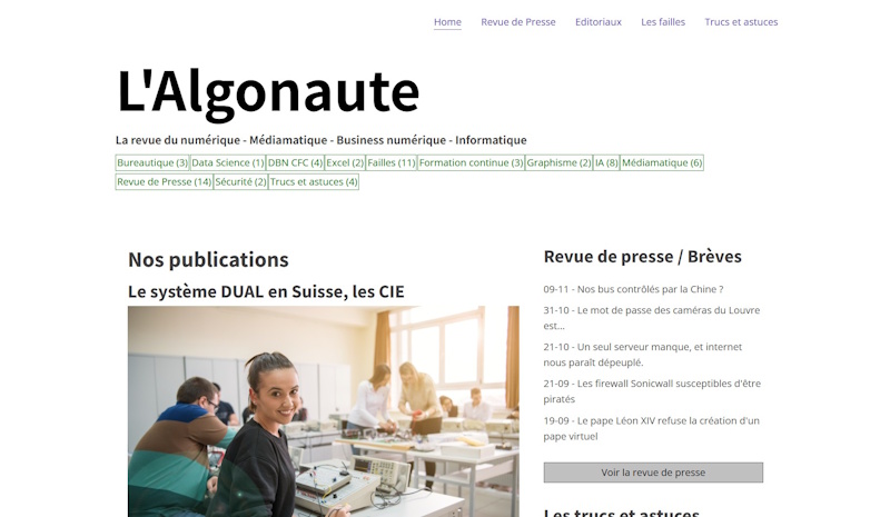 Aperçu du site algonaute.ch